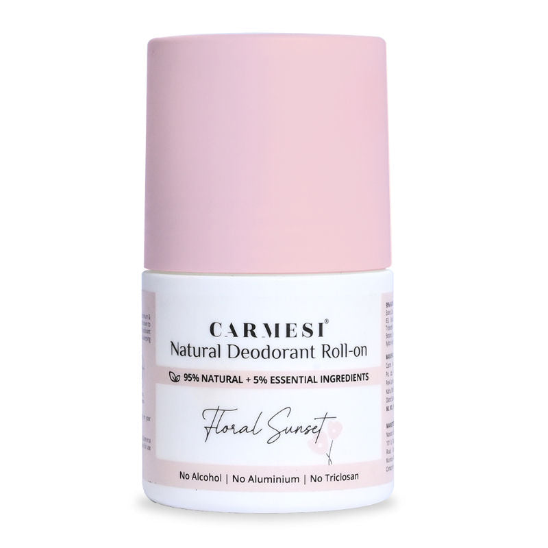 Carmesi Natural Underarms Roll On Deodorant For Women - Floral Sunset, No Alcohol Or Aluminium