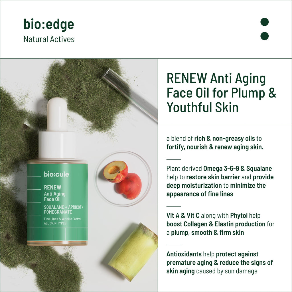 Biocule Renew Anti Aging Face Oil With Squalane, Apricot & Pomegranate Oils