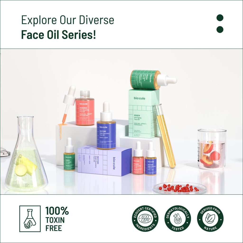 Biocule Renew Anti Aging Face Oil With Squalane, Apricot & Pomegranate Oils