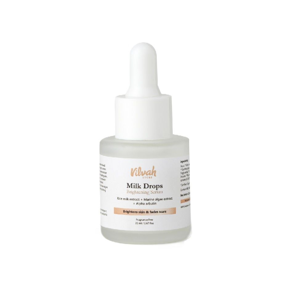 VILVAH Milk Drops Skin Brightening Serum With Rice Milk, Marine Algae Extract & Alpha-Arbutin