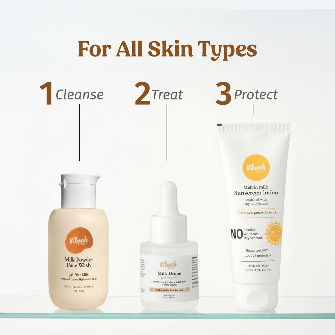 VILVAH Milk Drops Skin Brightening Serum With Rice Milk, Marine Algae Extract & Alpha-Arbutin