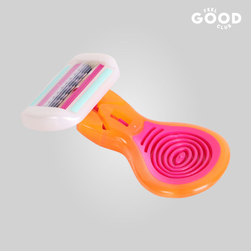 Feel Good Club Mini Body Razor With 5 Precision Blades & Travel Case For Painless Body Hair Removal
