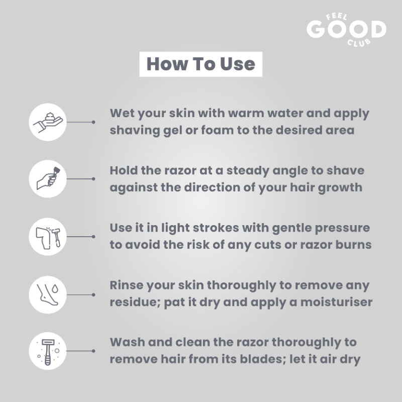 Feel Good Club Mini Body Razor With 5 Precision Blades & Travel Case For Painless Body Hair Removal