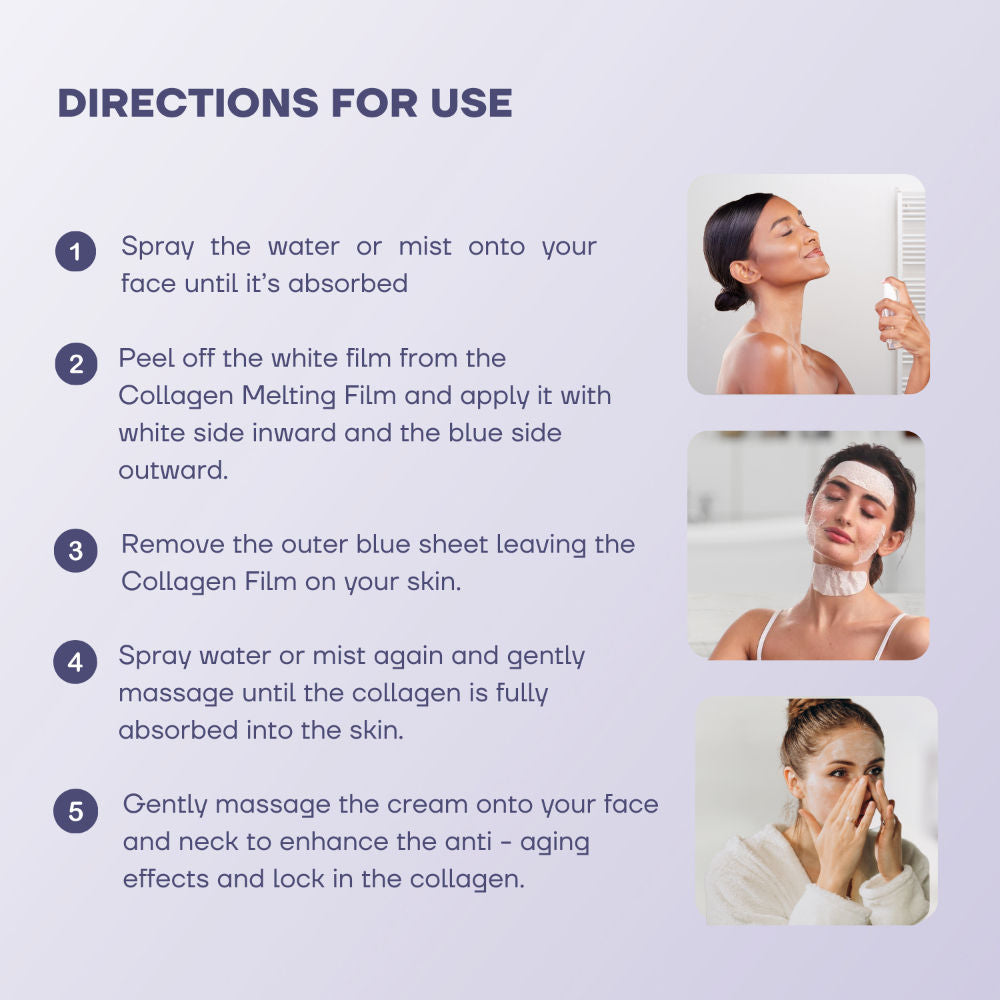 Mountainor Melting Collagen Film Sheet Mask, Face & Neck Skin Patches, Anti Ageing Strips (Pack 2)