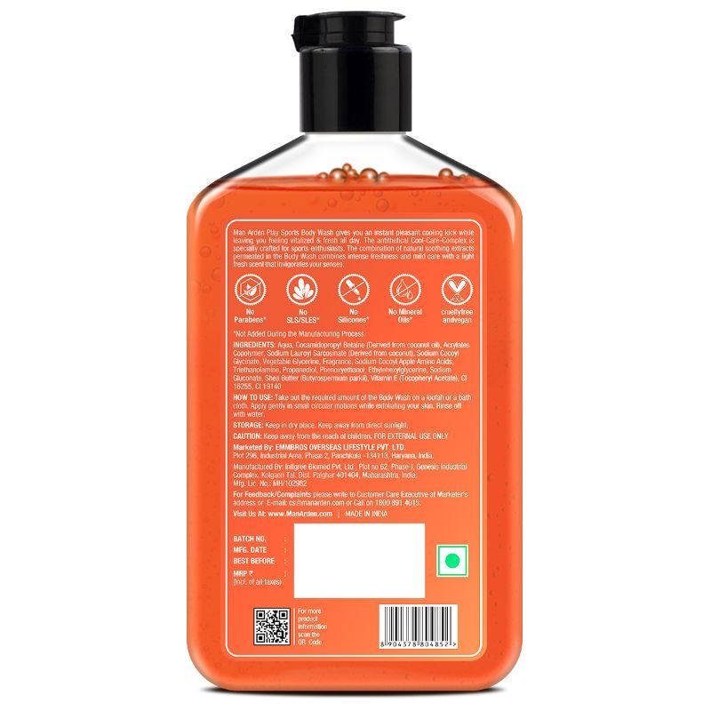Man Arden Play Sports Luxury Body Wash Infused With Shea Butter & Vitamin E