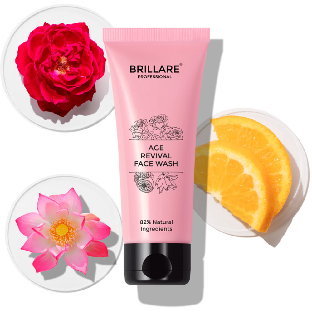 Brillare Professional Age Revival Face Wash for Anti-Aging Skin with Rose, Lotus & Orange