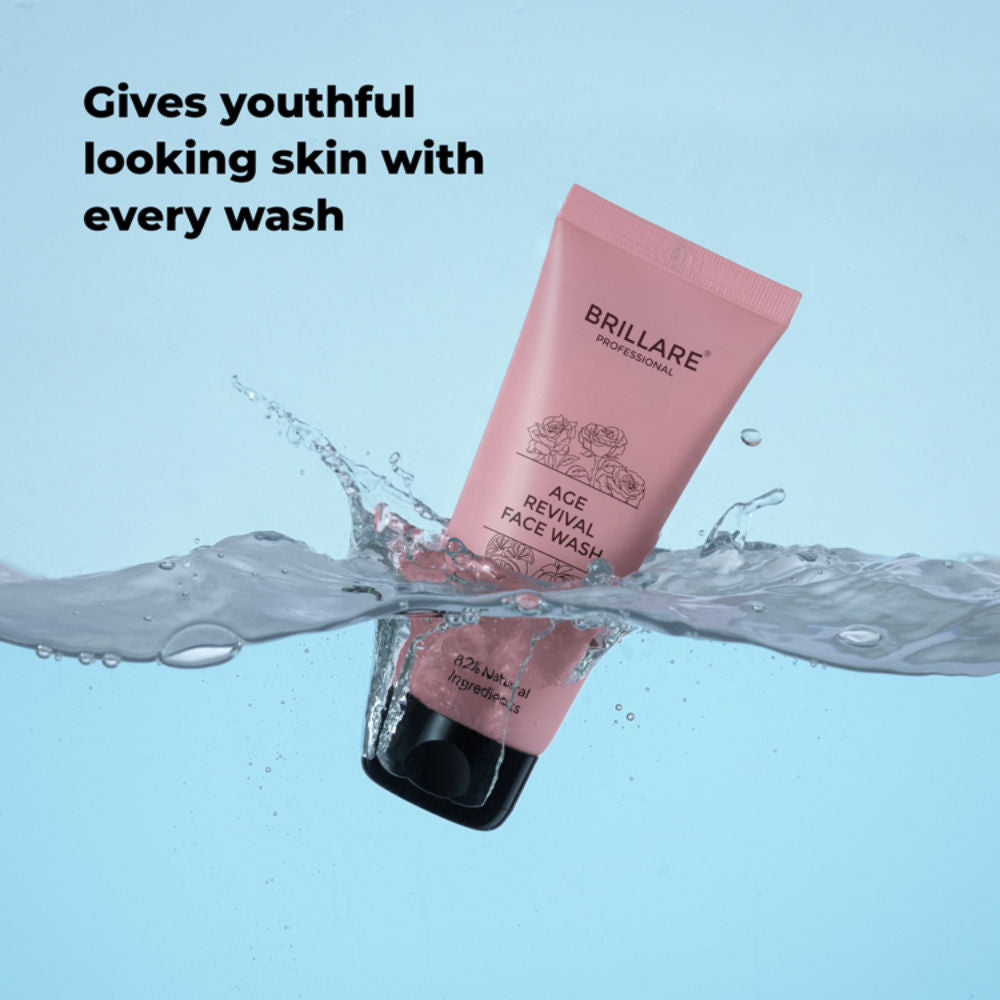 Brillare Professional Age Revival Face Wash for Anti-Aging Skin with Rose, Lotus & Orange
