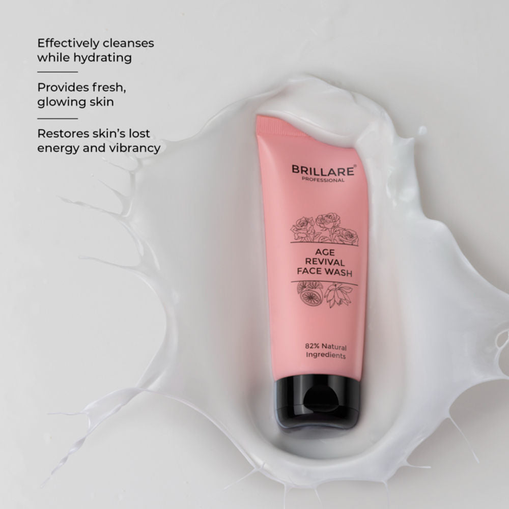 Brillare Professional Age Revival Face Wash for Anti-Aging Skin with Rose, Lotus & Orange