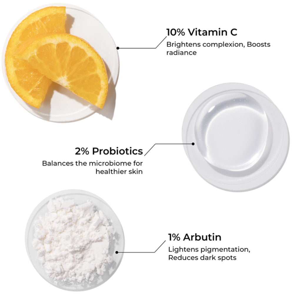 Brillare 10% Vitamin C Face Serum for Glowing Skin with Probiotics Visible Glow in Just 7 Days