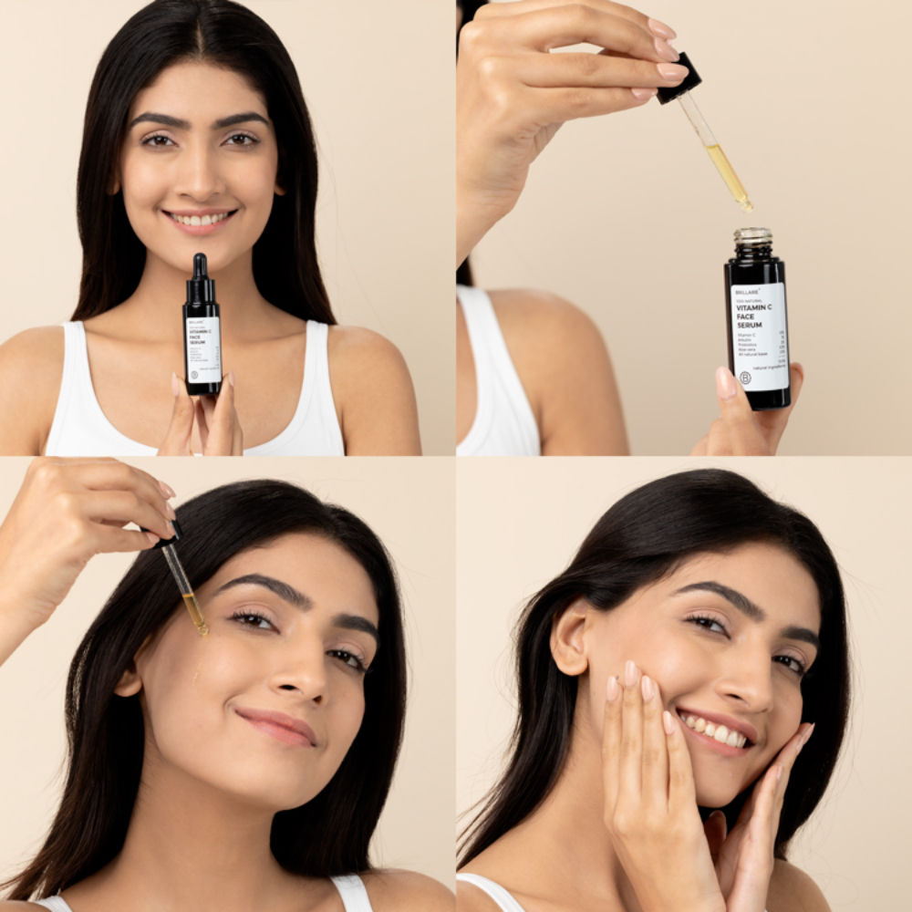 Brillare 10% Vitamin C Face Serum for Glowing Skin with Probiotics Visible Glow in Just 7 Days