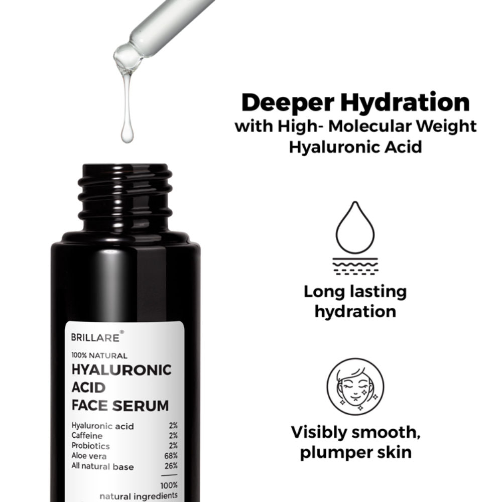 Brillare 2% Hyaluronic Acid Face Serum Deep Hydration & Anti-Aging Visible Results in 7 Days