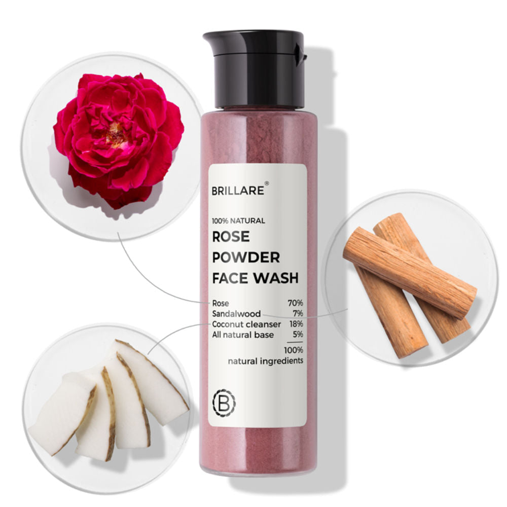 Brillare Rose Powder Face Wash For Well Hydrated, Younger Looking Skin