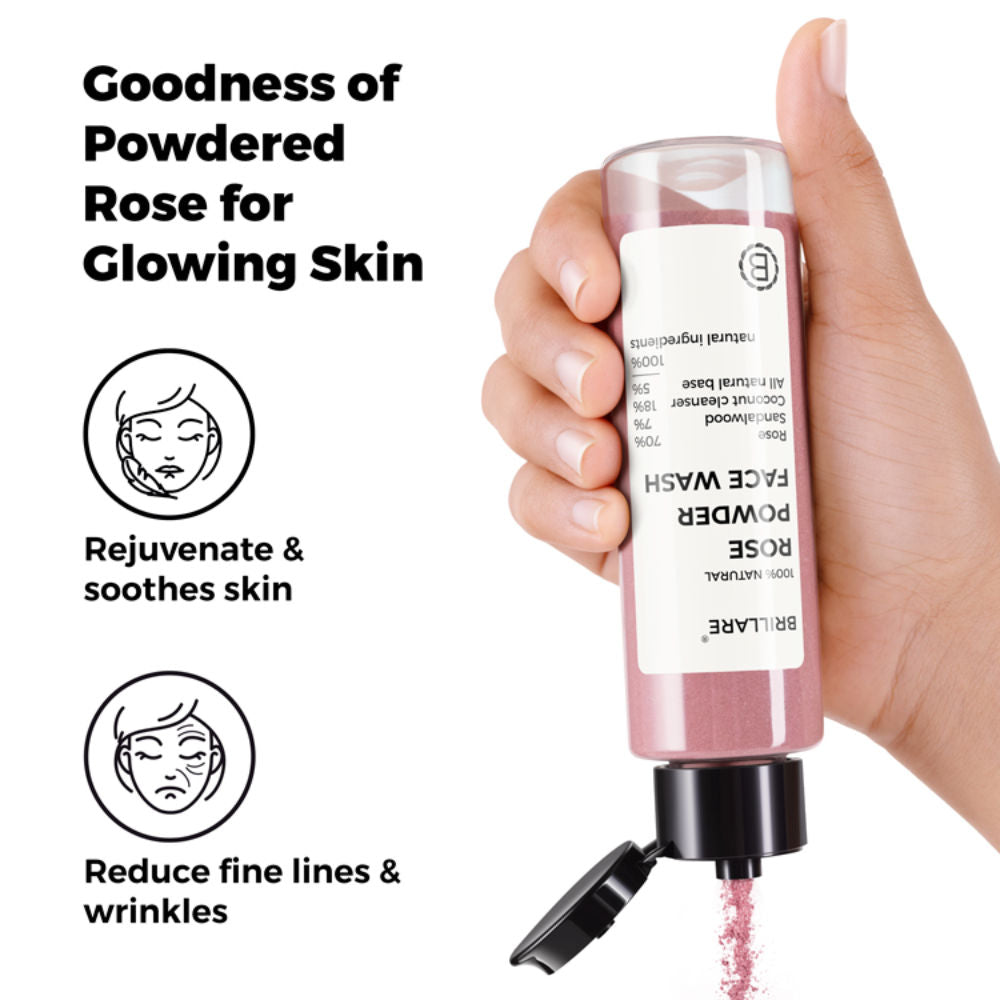 Brillare Rose Powder Face Wash For Well Hydrated, Younger Looking Skin