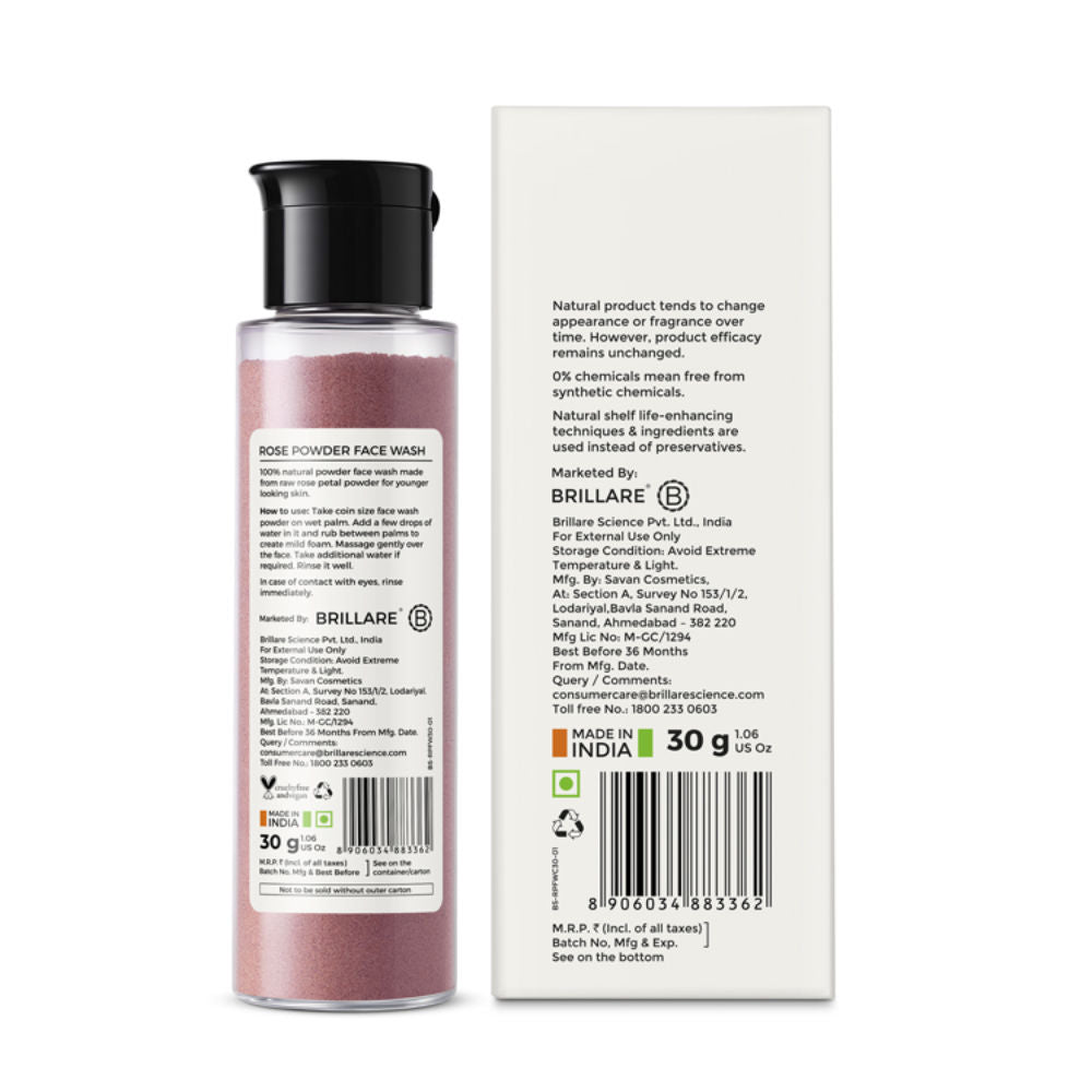 Brillare Rose Powder Face Wash For Well Hydrated, Younger Looking Skin