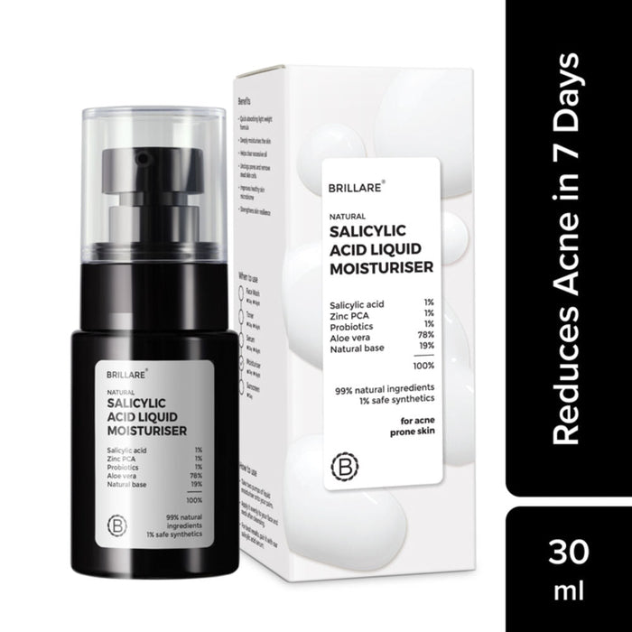 Brillare Salicylic Acid Liquid Moisturizer for Oily & Acne Prone Skin Visible Acne Reduction in 1 Week