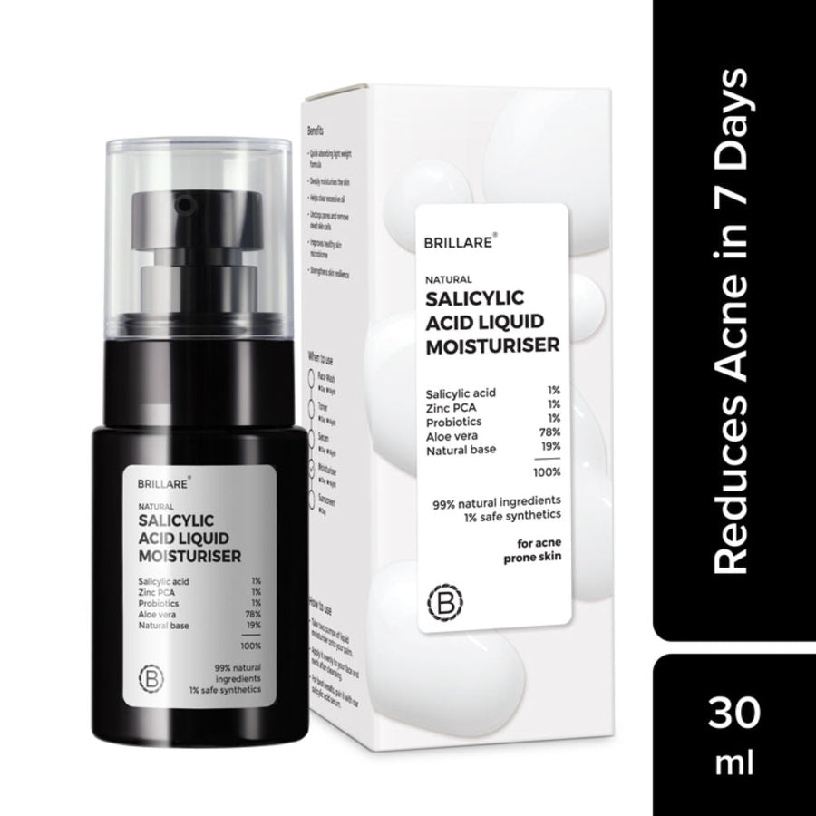 Brillare Salicylic Acid Liquid Moisturizer for Oily & Acne Prone Skin Visible Acne Reduction in 1 Week
