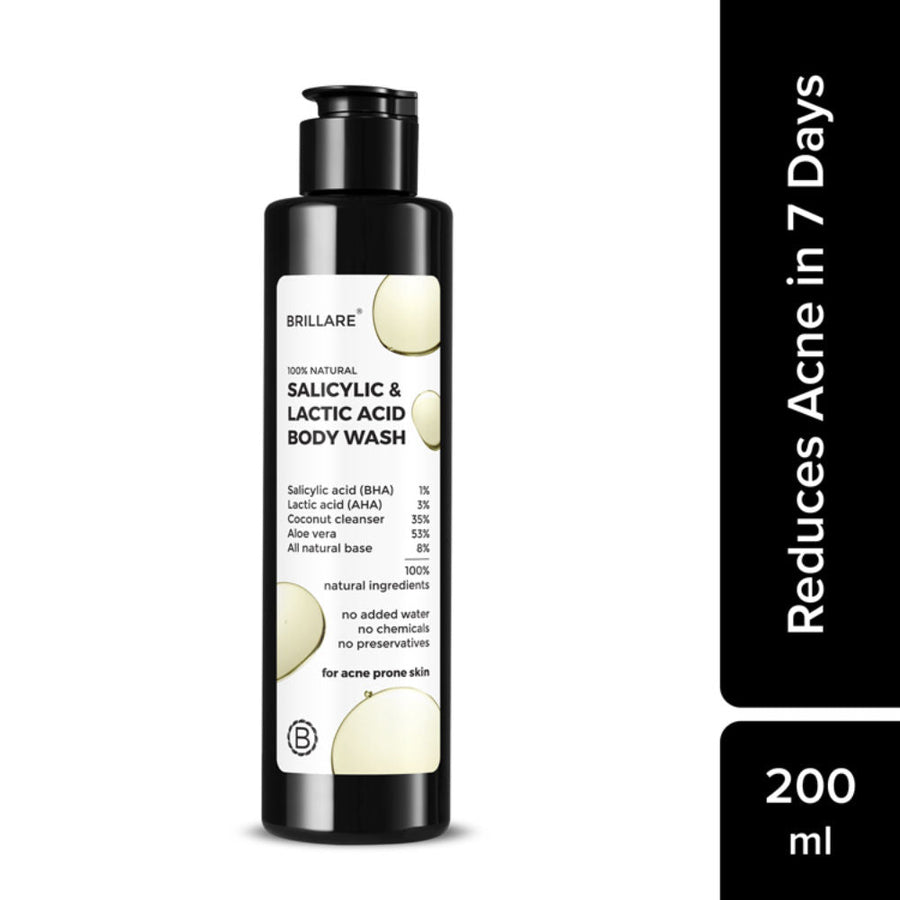 Brillare Salicylic & Lactic Acid Body Wash For Clear, Purified & Acne Prone Skin