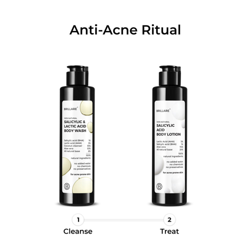 Brillare Salicylic & Lactic Acid Body Wash For Clear, Purified & Acne Prone Skin
