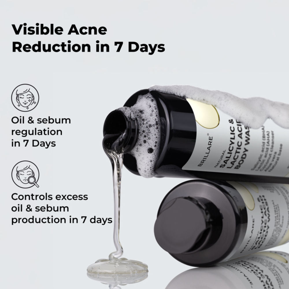 Brillare Salicylic & Lactic Acid Body Wash For Clear, Purified & Acne Prone Skin