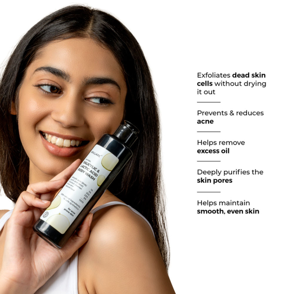 Brillare Salicylic & Lactic Acid Body Wash For Clear, Purified & Acne Prone Skin