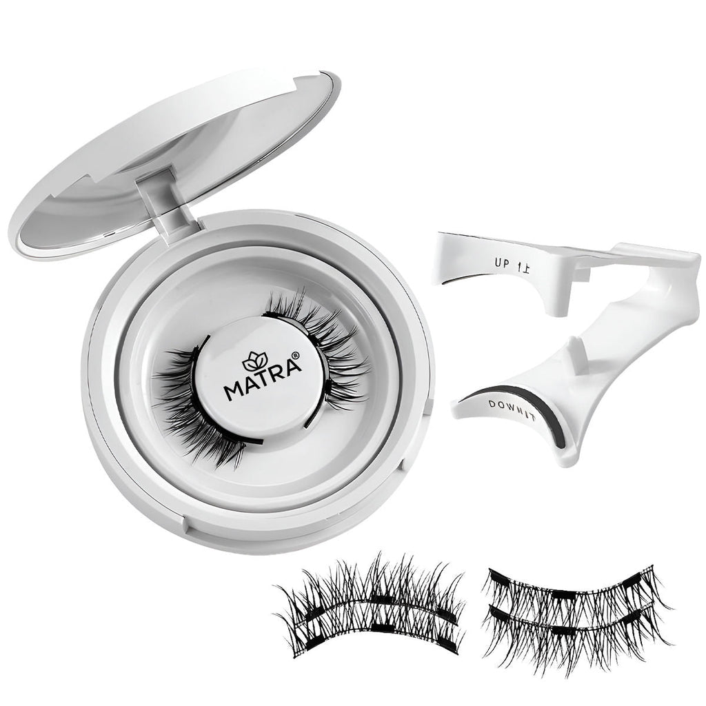 Matra False Magnetic Eyelashes & Applicator - No Glue Needed, Natural-looking & Reusable Fake Lashes