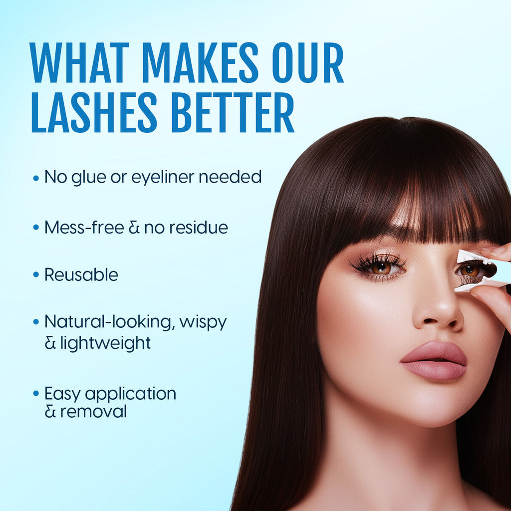 Matra False Magnetic Eyelashes & Applicator - No Glue Needed, Natural-looking & Reusable Fake Lashes