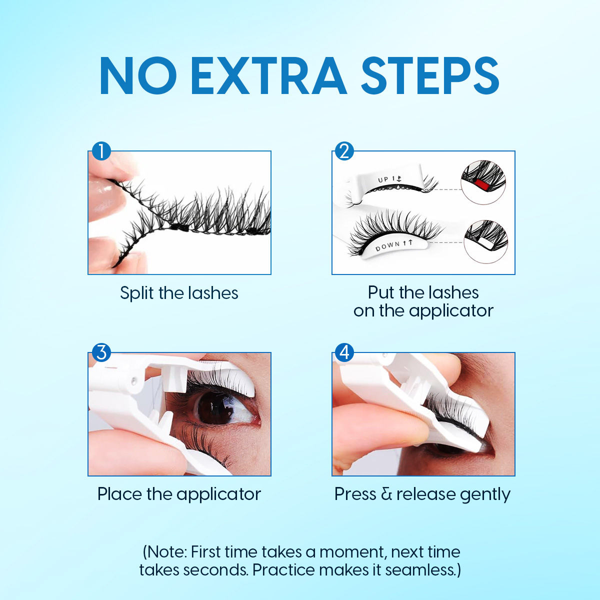 Matra False Magnetic Eyelashes & Applicator - No Glue Needed, Natural-looking & Reusable Fake Lashes