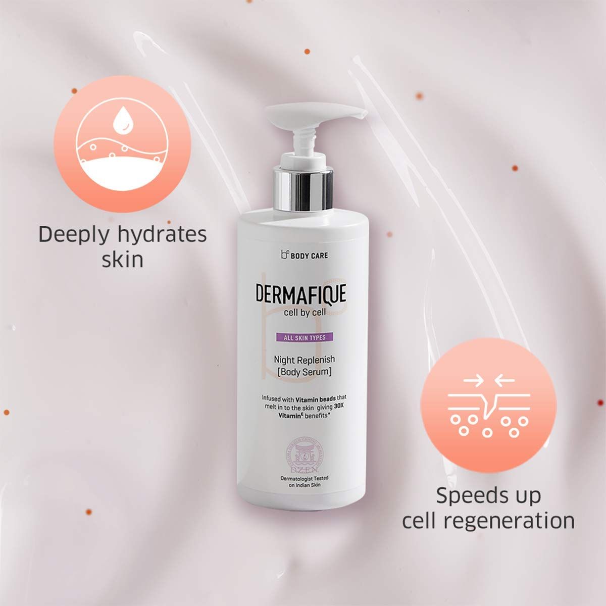 Dermafique Night Replenish Body Lotion Serum For Skin Restoration With 30X Vit E