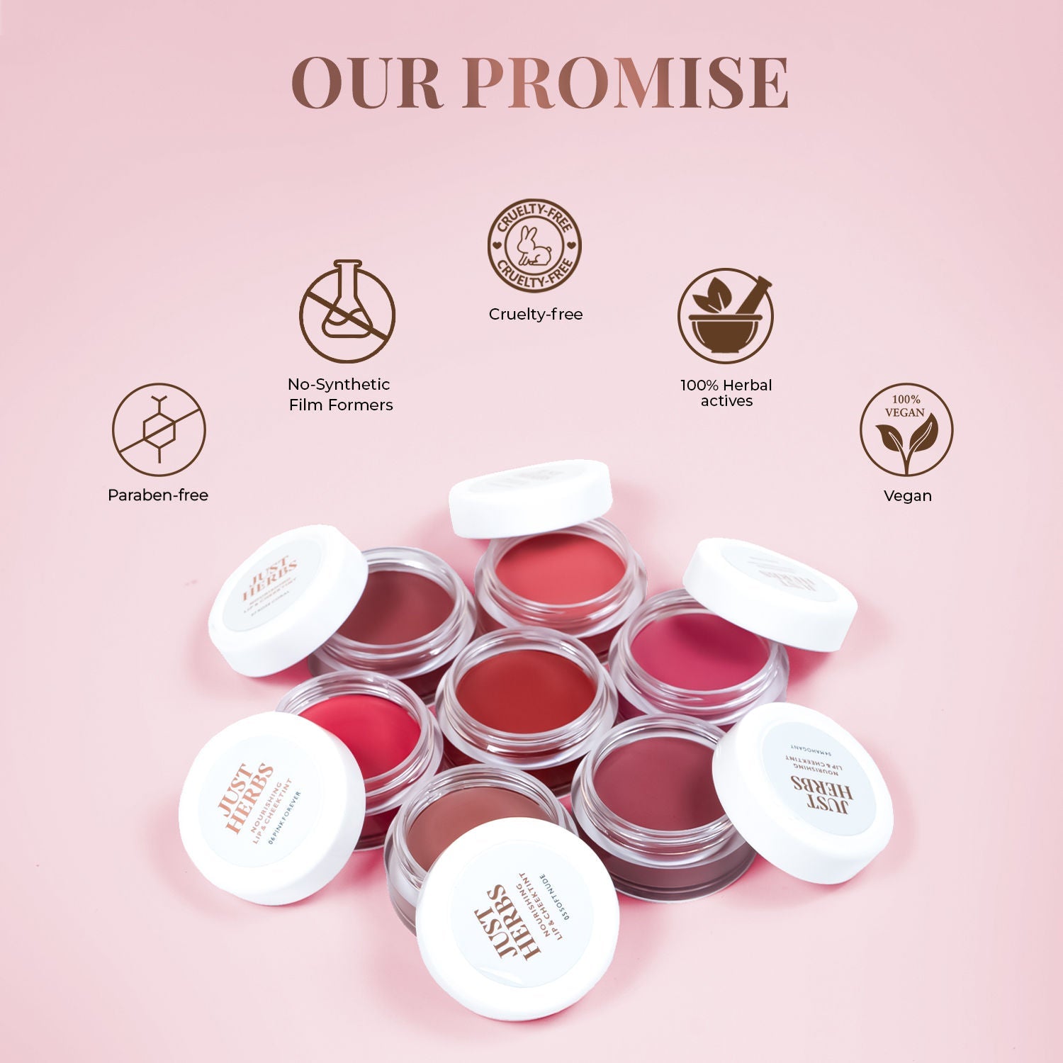 Just Herbs Herb Enriched Lip & Cheek Tint, Soft Nude 05, Natural Finish & Hydrating