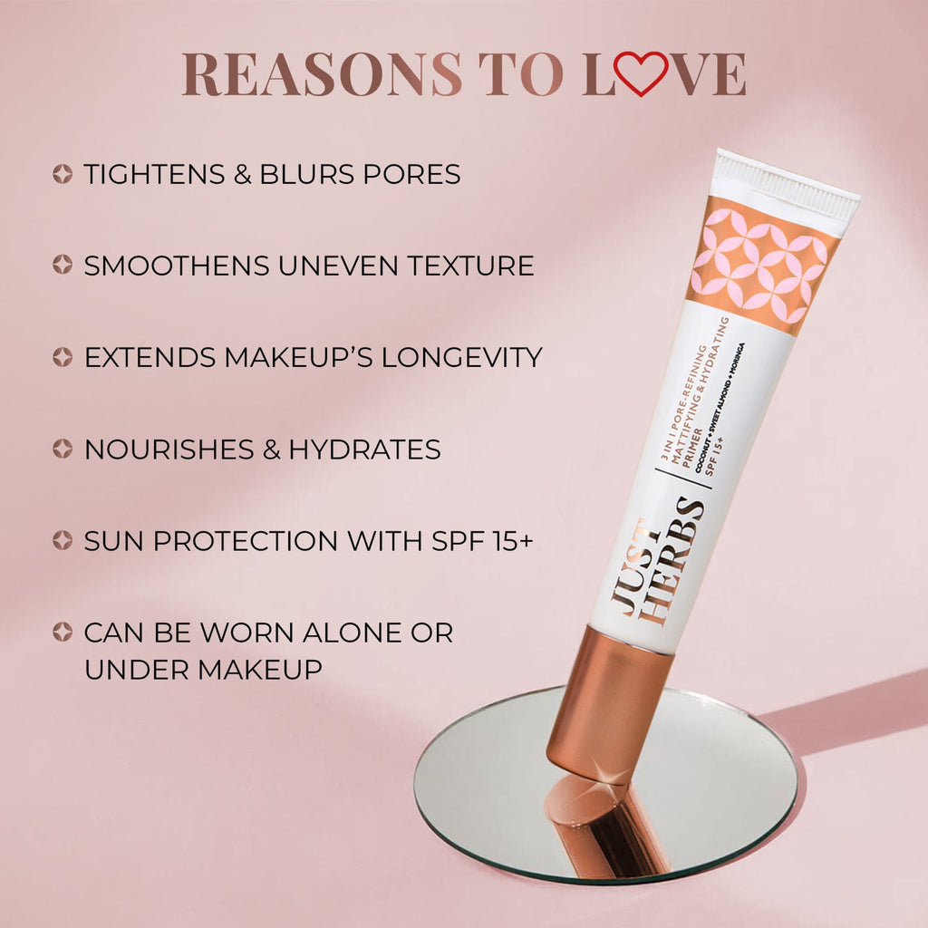 Just Herbs 3 In 1 Pore-Refining, Mattifying & Hydrating Face Primer with SPF 15+