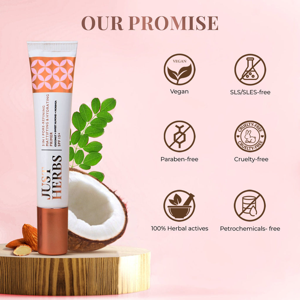 Just Herbs 3 In 1 Pore-Refining, Mattifying & Hydrating Face Primer with SPF 15+