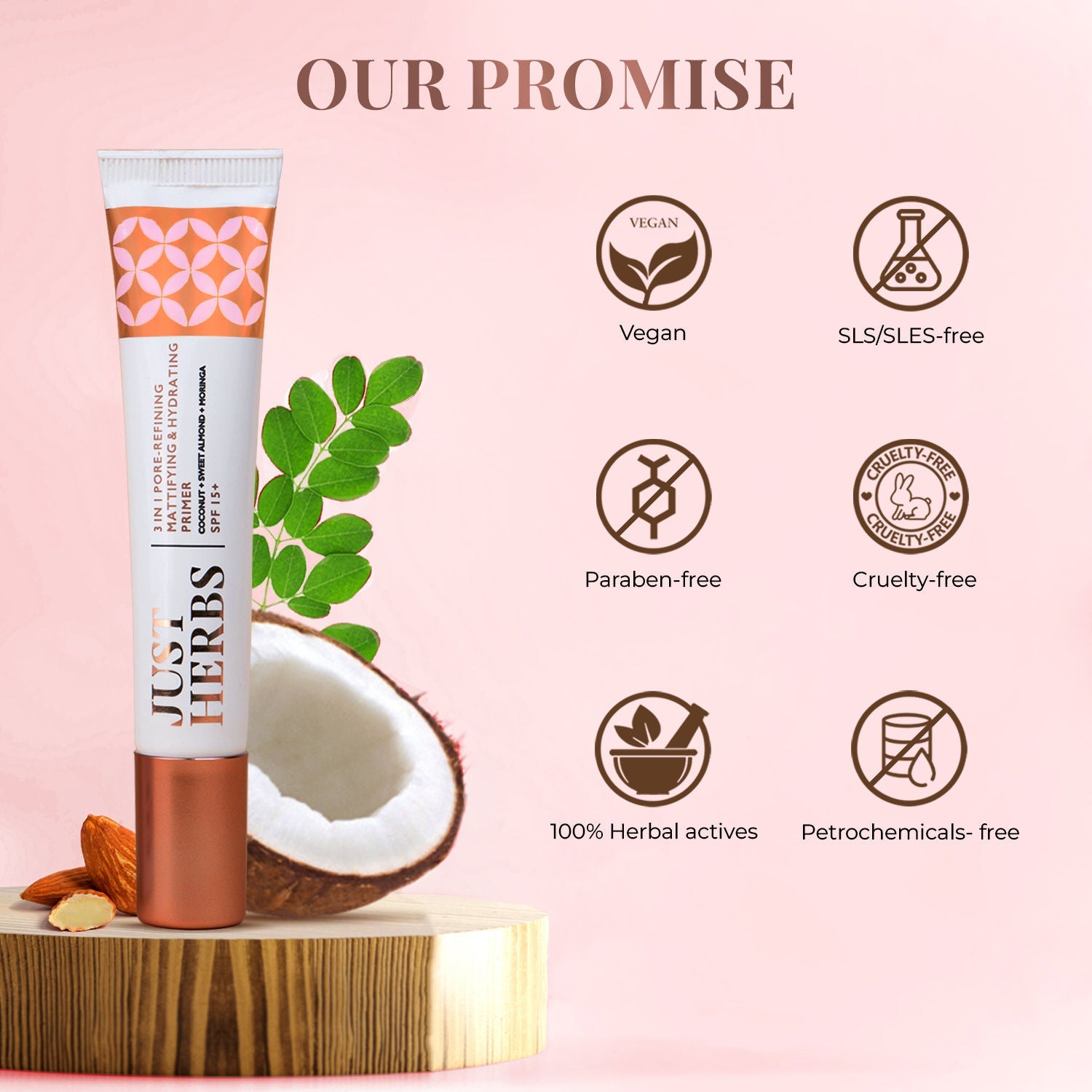 Just Herbs 3 In 1 Pore-Refining, Mattifying & Hydrating Face Primer with SPF 15+