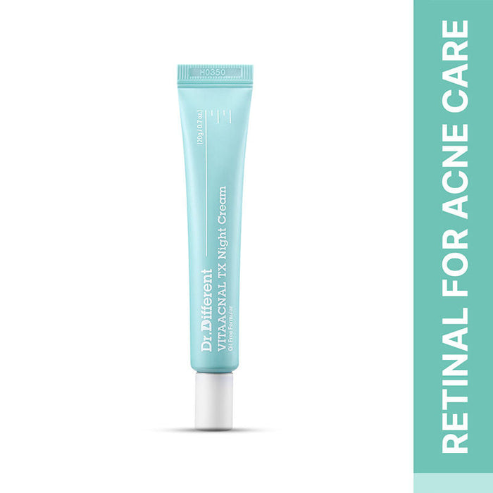 Dr.Different VITAACNAL TX Night Cream, 0.1% Retinal for Acne, Texture & Clearer Skin