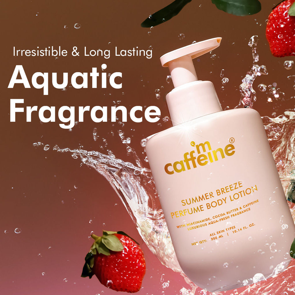 MCaffeine Summer Breeze Perfume Body Lotion With Niacinamide & Cocoa Butter Fresh Aquatic Fragrance