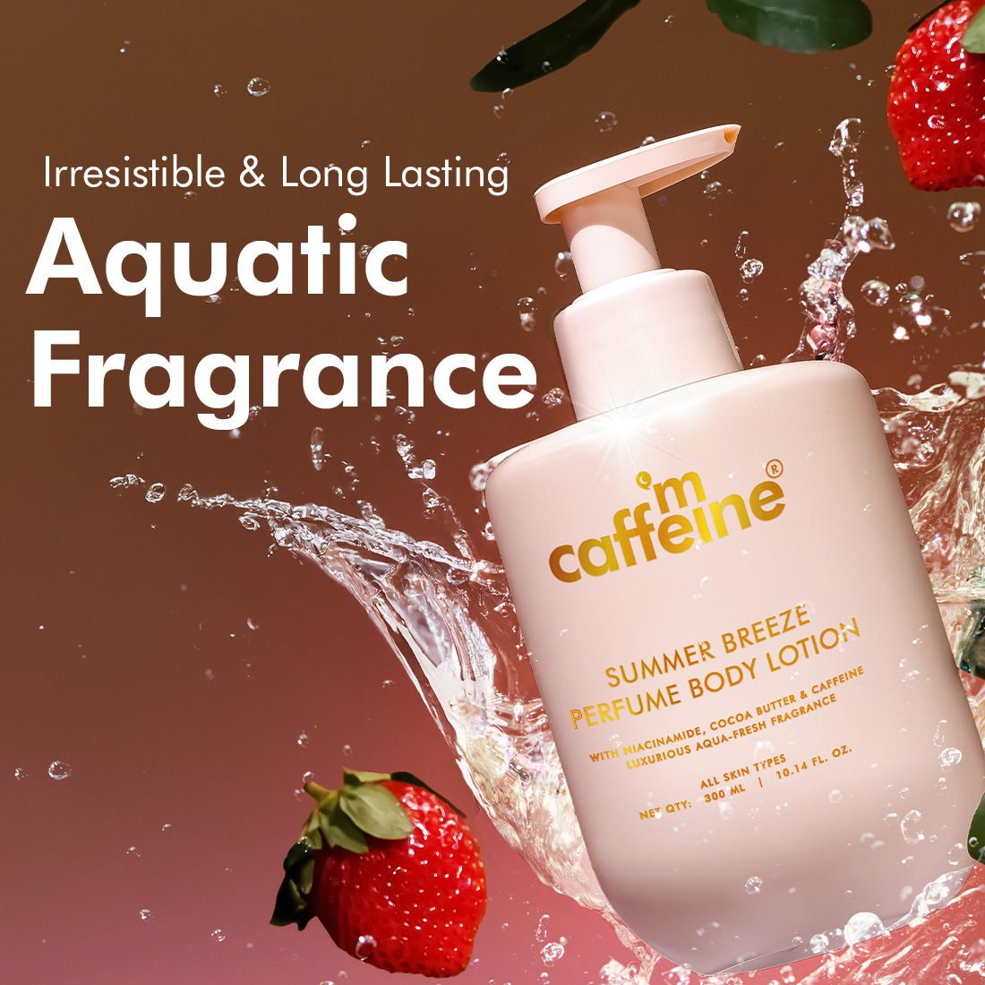 MCaffeine Summer Breeze Perfume Body Lotion With Niacinamide & Cocoa Butter Fresh Aquatic Fragrance