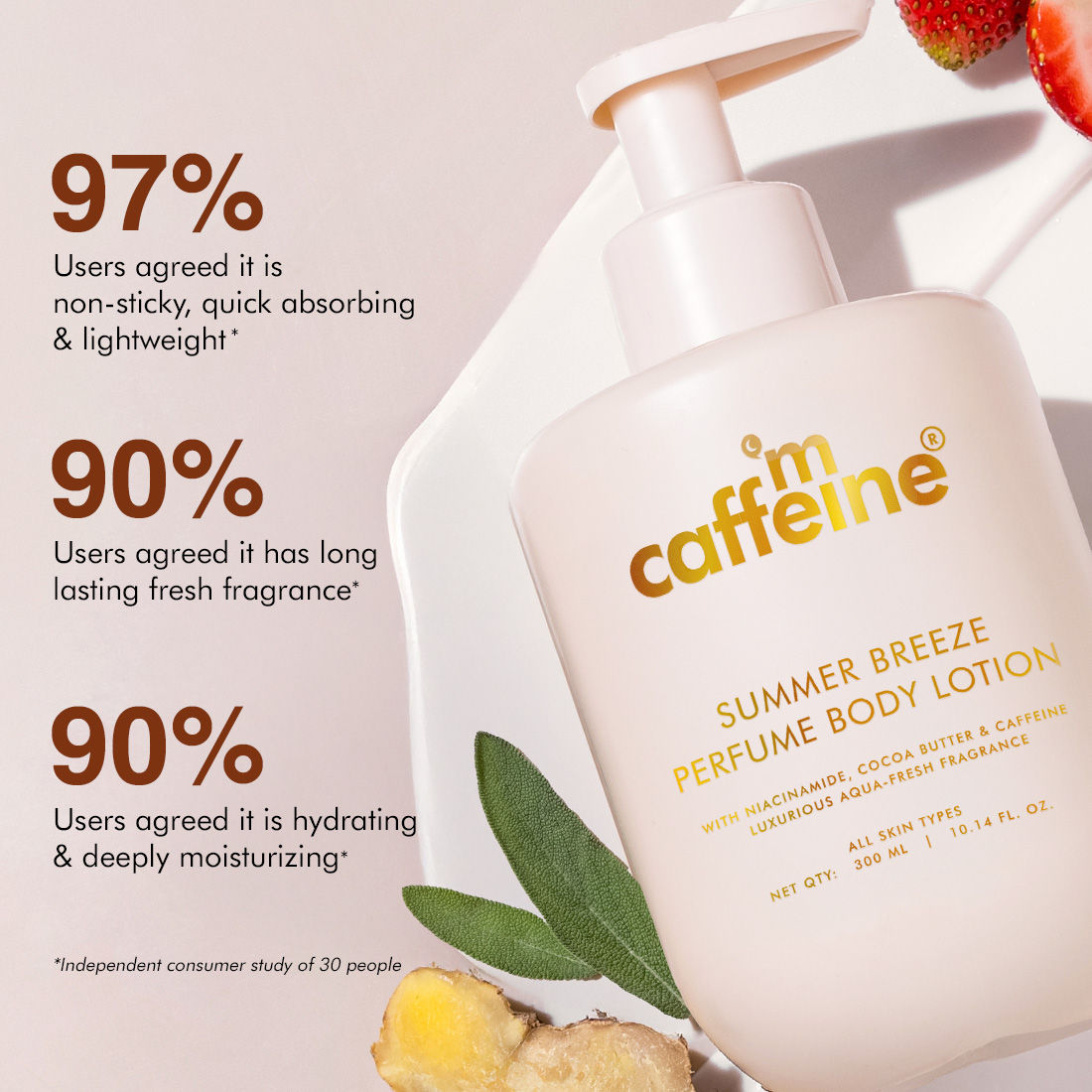MCaffeine Summer Breeze Perfume Body Lotion With Niacinamide & Cocoa Butter Fresh Aquatic Fragrance