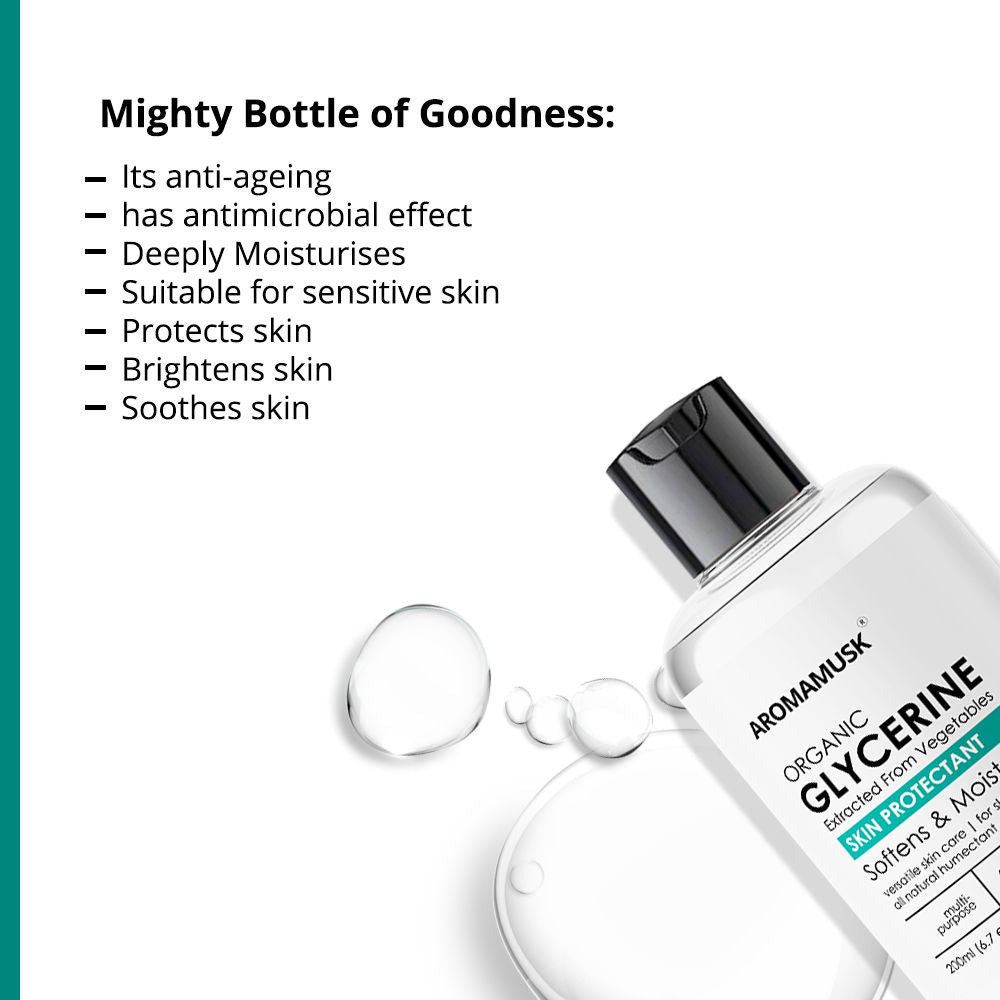 AromaMusk Organic Glycerine Skin Protectant Softens & Moisturize