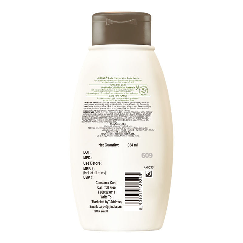 Aveeno Daily Moisturising Body Wash - Prebiotic Oat Cleanse, Moisturize Normal, Dry & Sensitive Skin