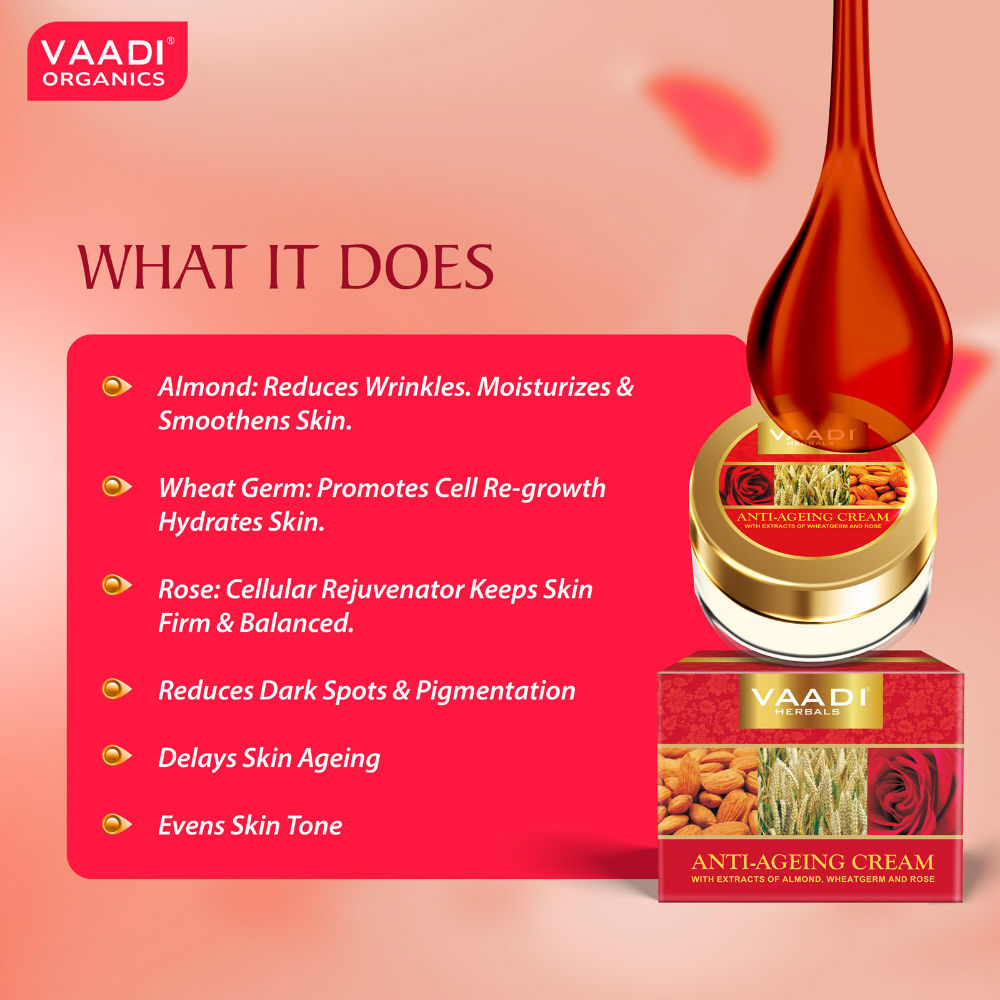Vaadi Herbals Anti-Ageing Cream - Almond- Wheatgerm & Rose