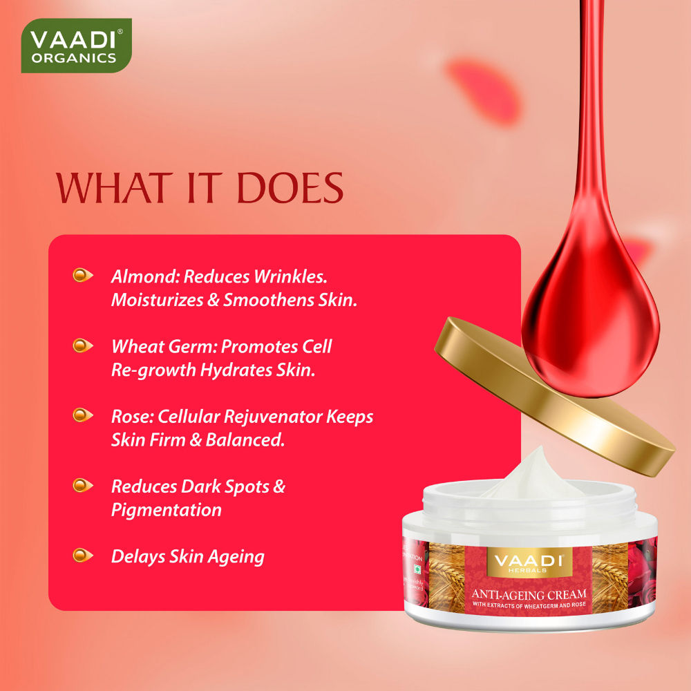 Vaadi Herbals Anti Ageing Cream with Extracts Of Wheatgerm and Rose