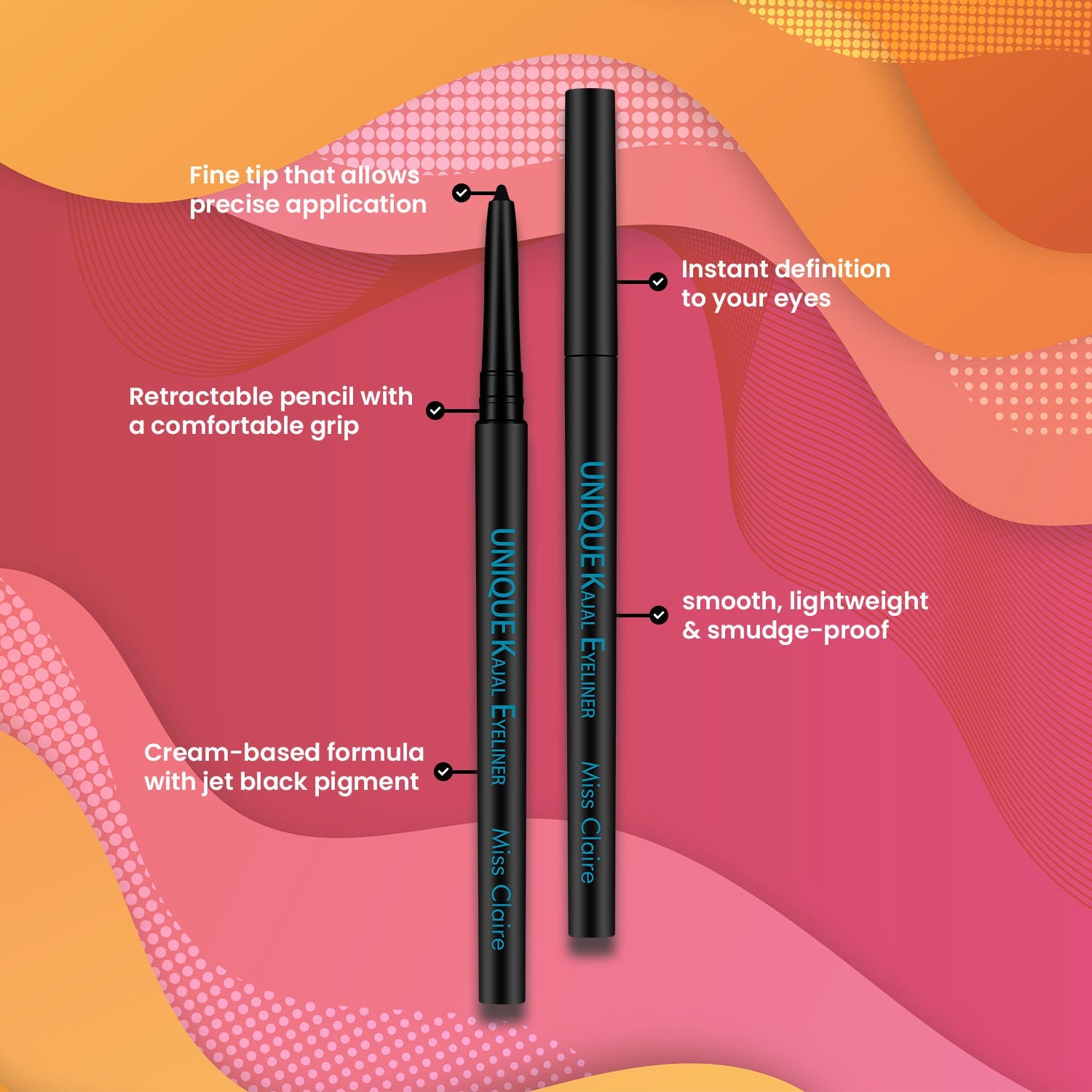 Miss Claire Unique Kajal Eyeliner - Black
