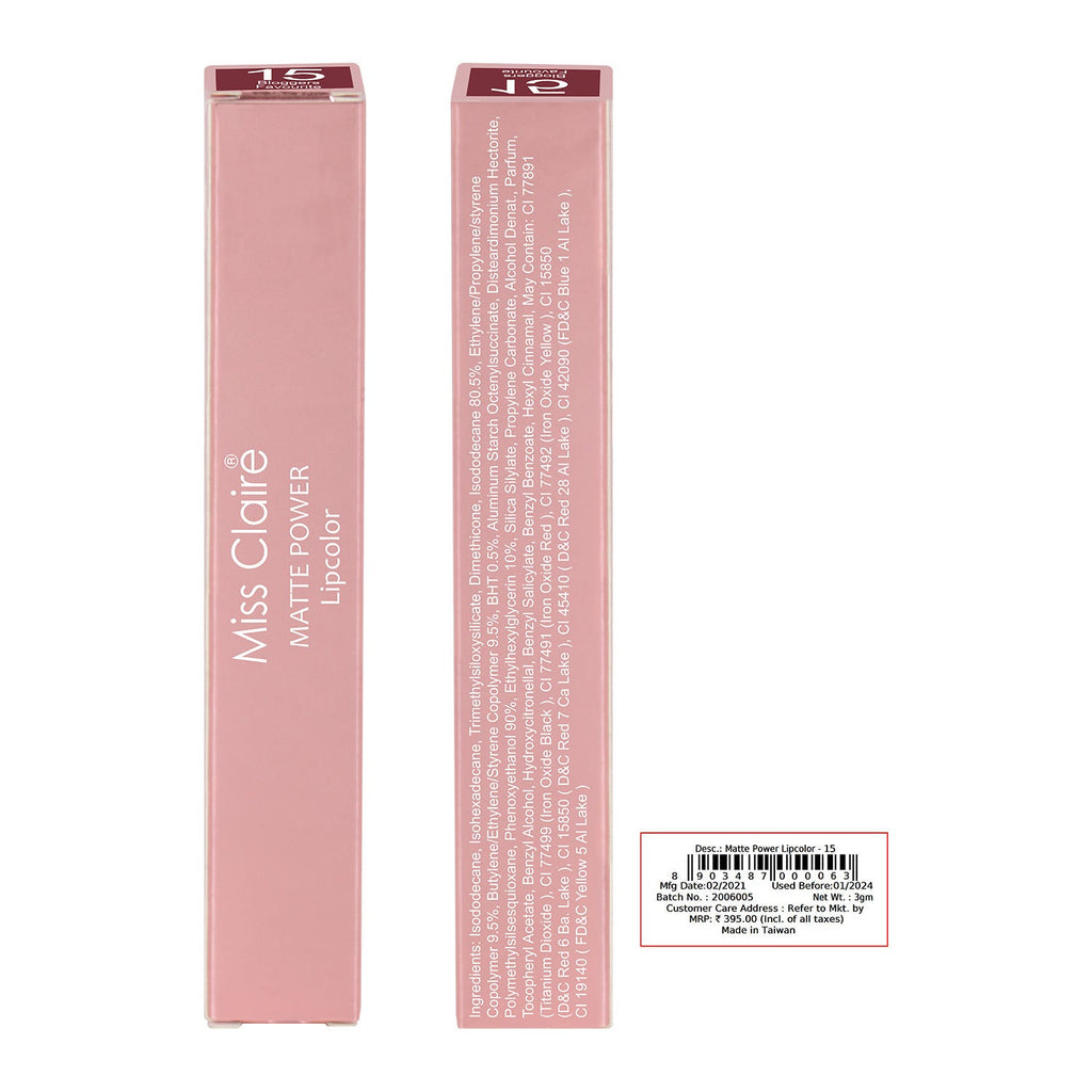 Miss Claire Matte Power Lipcolor - 15-bloggers Favourite