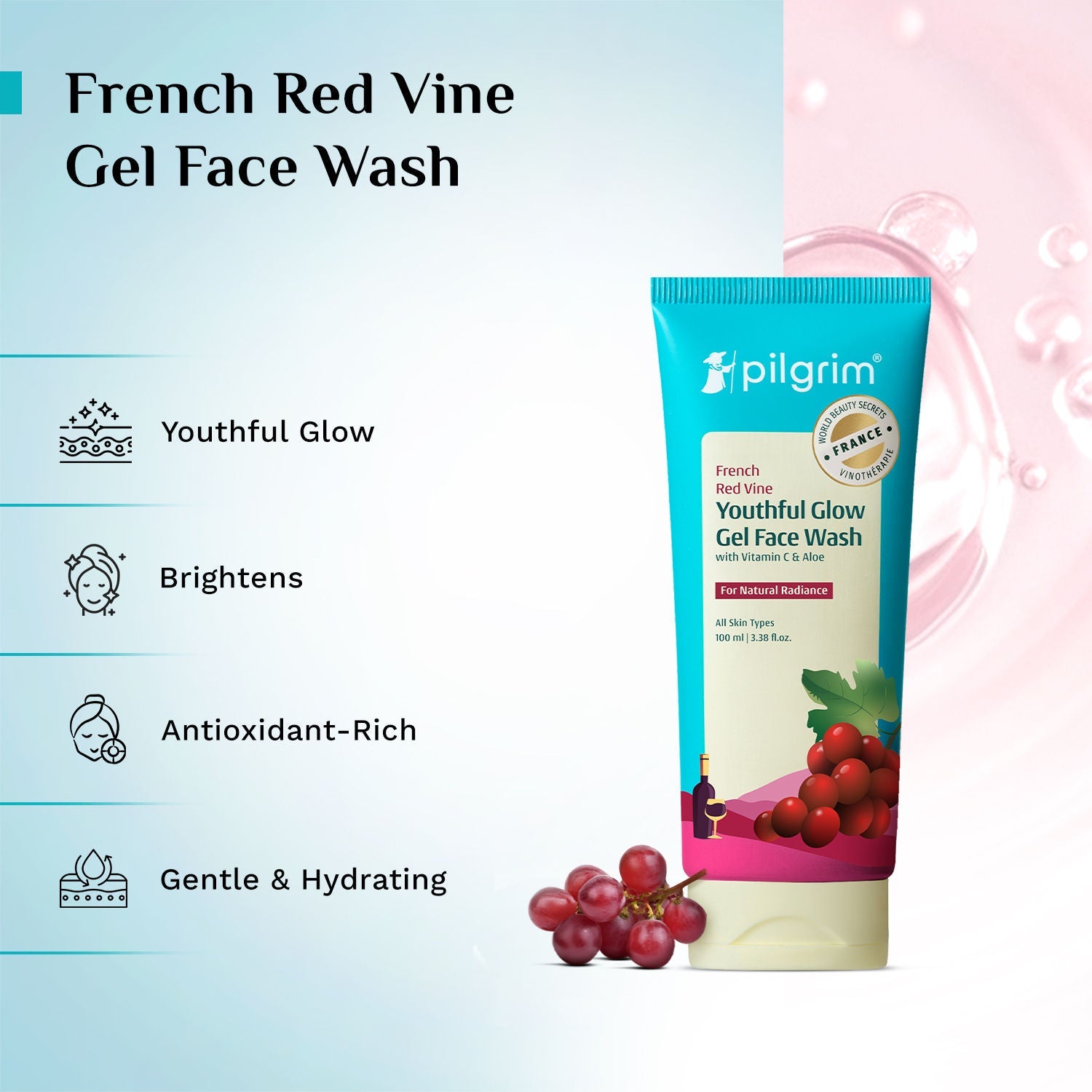 Pilgrim Red Vine Face Wash with Vitamin C & Aloe