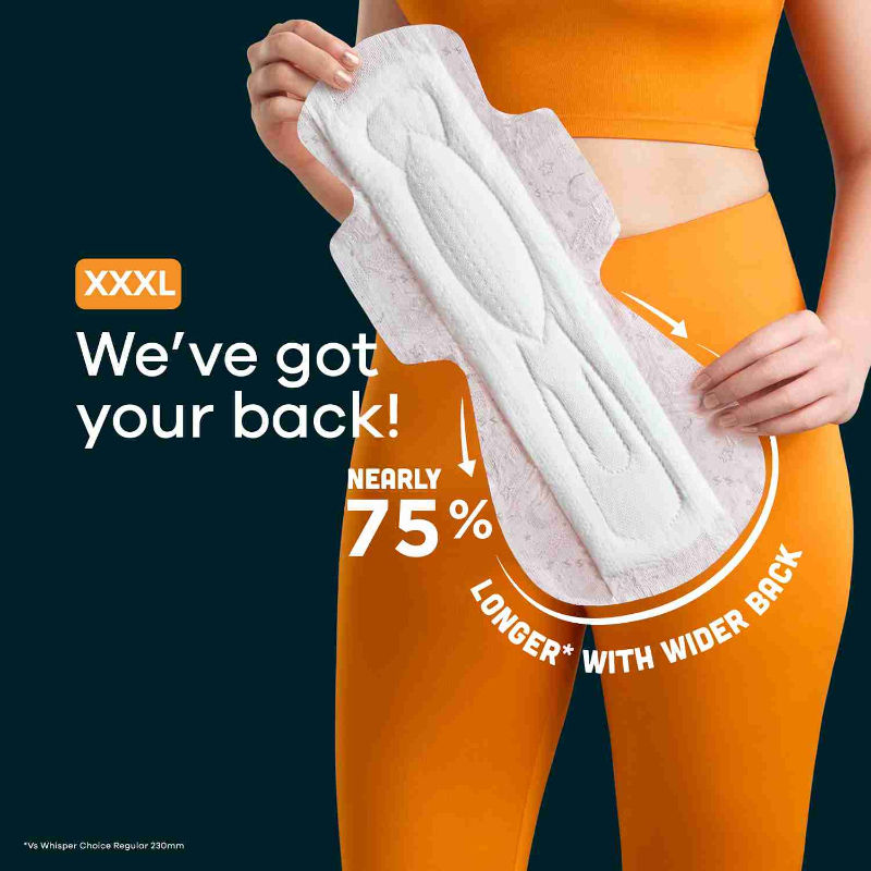 Whisper Bindazzz Nights 20 XXXL Sanitary Pads, Upto 0% Leaks All Night Long