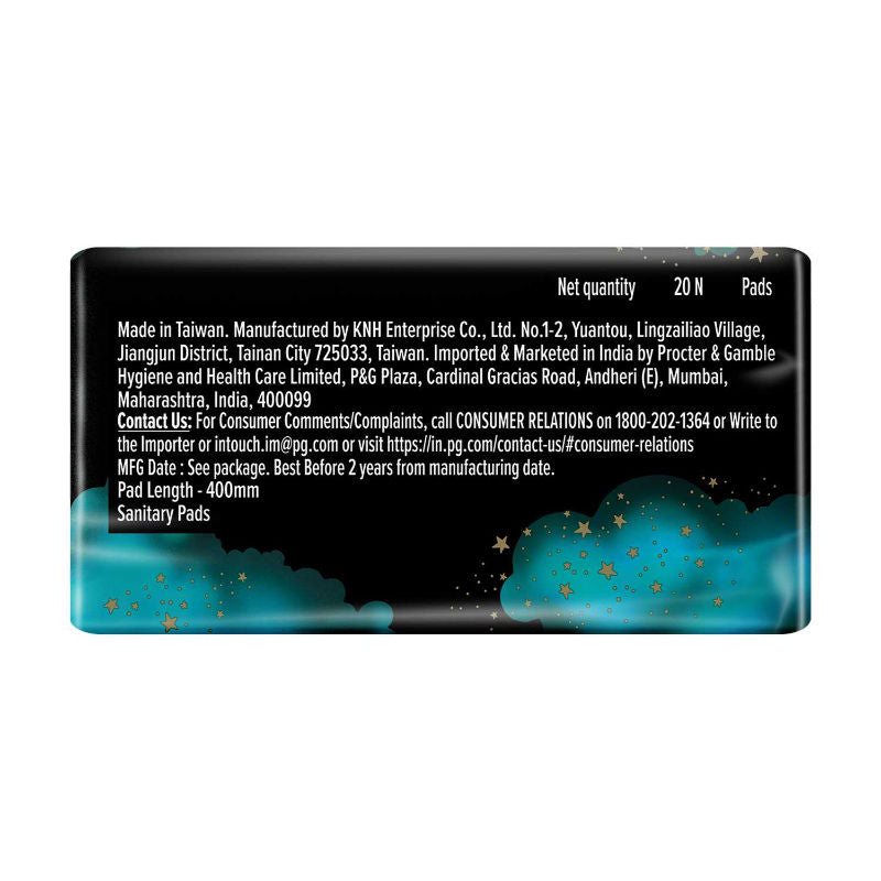Whisper Bindazzz Nights 20 XXXL Sanitary Pads, Upto 0% Leaks All Night Long