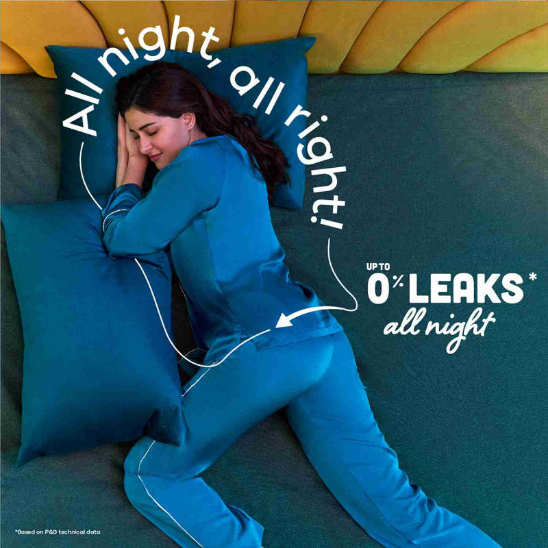 Whisper Bindazzz Nights 7 XXL Sanitary Pads, Upto 0% Leaks All Night Long