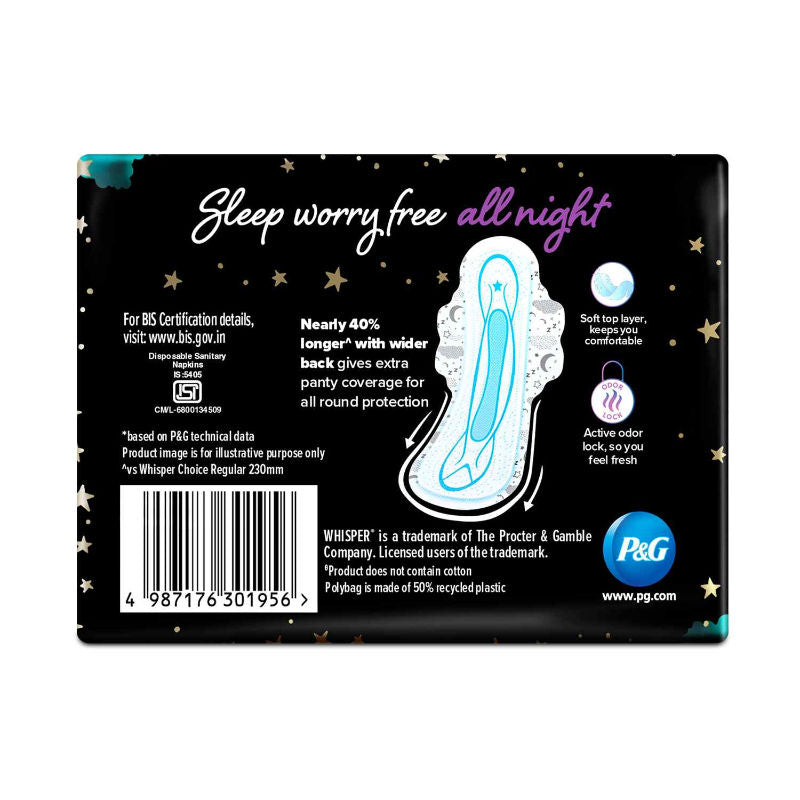 Whisper Bindazzz Nights 7 XXL Sanitary Pads, Upto 0% Leaks All Night Long