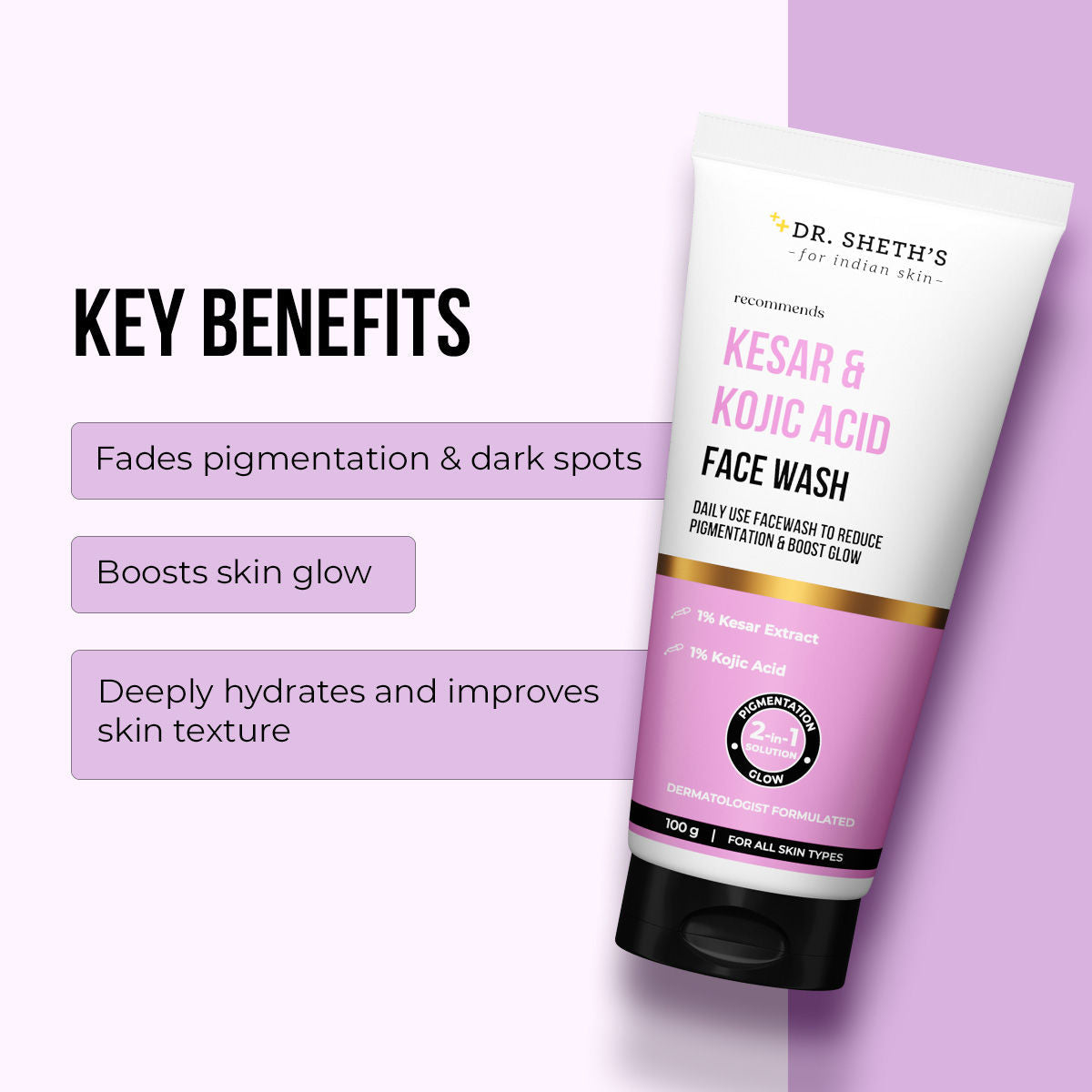 Dr. Sheth'S Kesar & Kojic Acid Facewash For All Skin Types