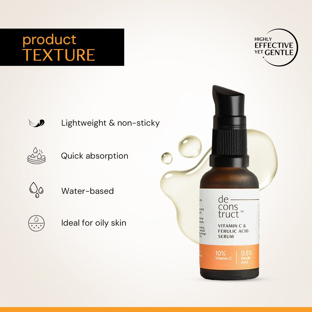Deconstruct 10% Vitamin C Face Serum with 0.5% Ferulic Acid, for Glowing Skin, Beginner-friendly
