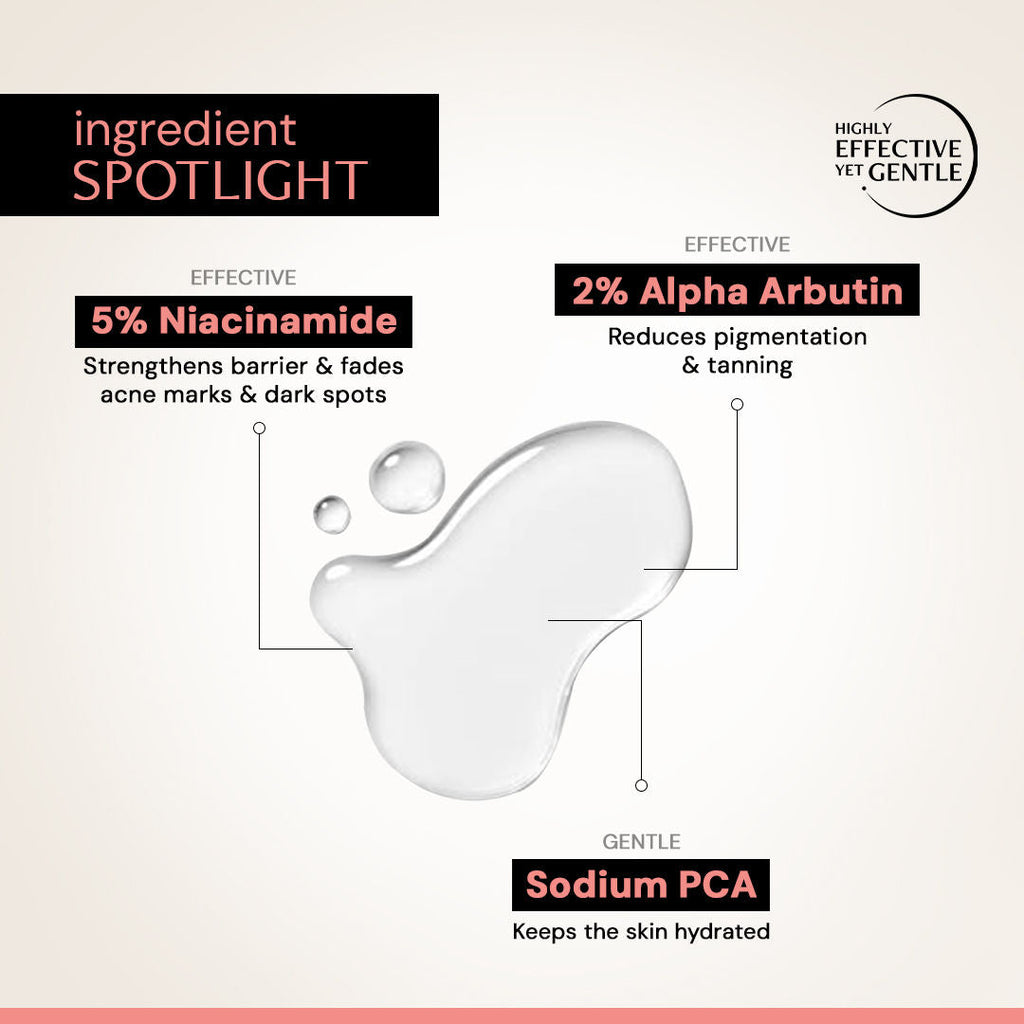 Deconstruct 5% Niacinamide Face Serum with Alpha Arbutin, For Acne Marks, Beginner Friendly